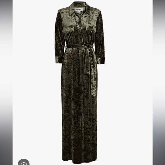 L'AGENCE Cameron Velvet Maxi Shirt Dress Small - Picture 1 of 11